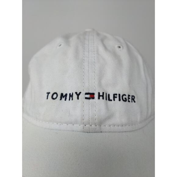 Tommy Hilfiger Slideback Hat White & Blue Embroidered Spell Out Logo One Size - Picture 3 of 10